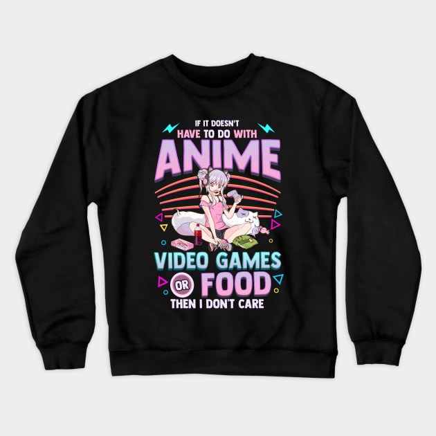 Cute Anime Gamer Girl Funny Kawaii Japanese Manga Crewneck Sweatshirt by theperfectpresents